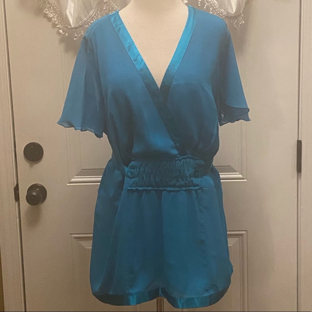 Lane Bryant Blue Short Sleeve Blouse - Size 18/20